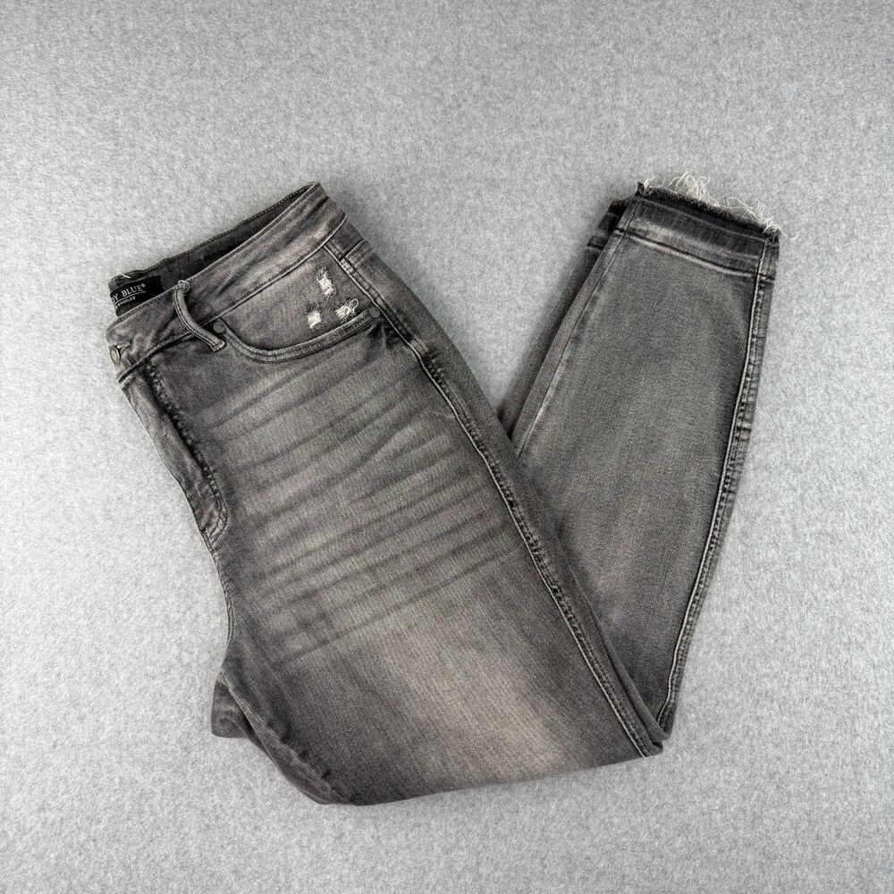 Judy Blue Jeans Women's 14W Skinny Fit Gray Black Wash Stretch Denim Plus Size